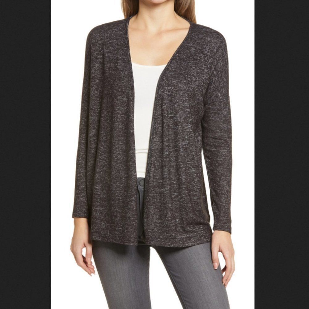 Bobeau Black Marled‎ Hacci Open Cardigan Size XS